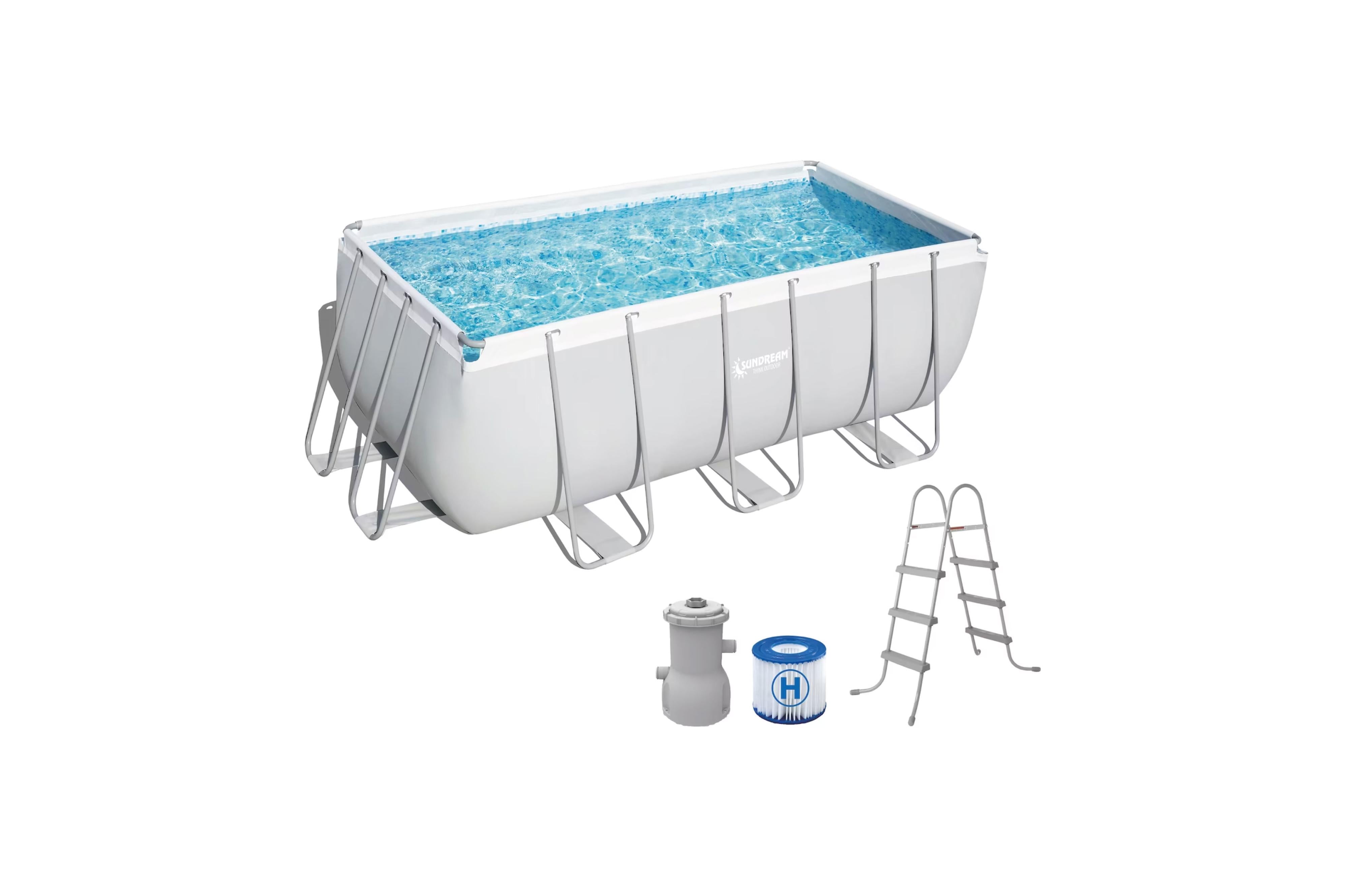 Stahlrohrbecken mit Pumpe und Leiter300x200x99 cm