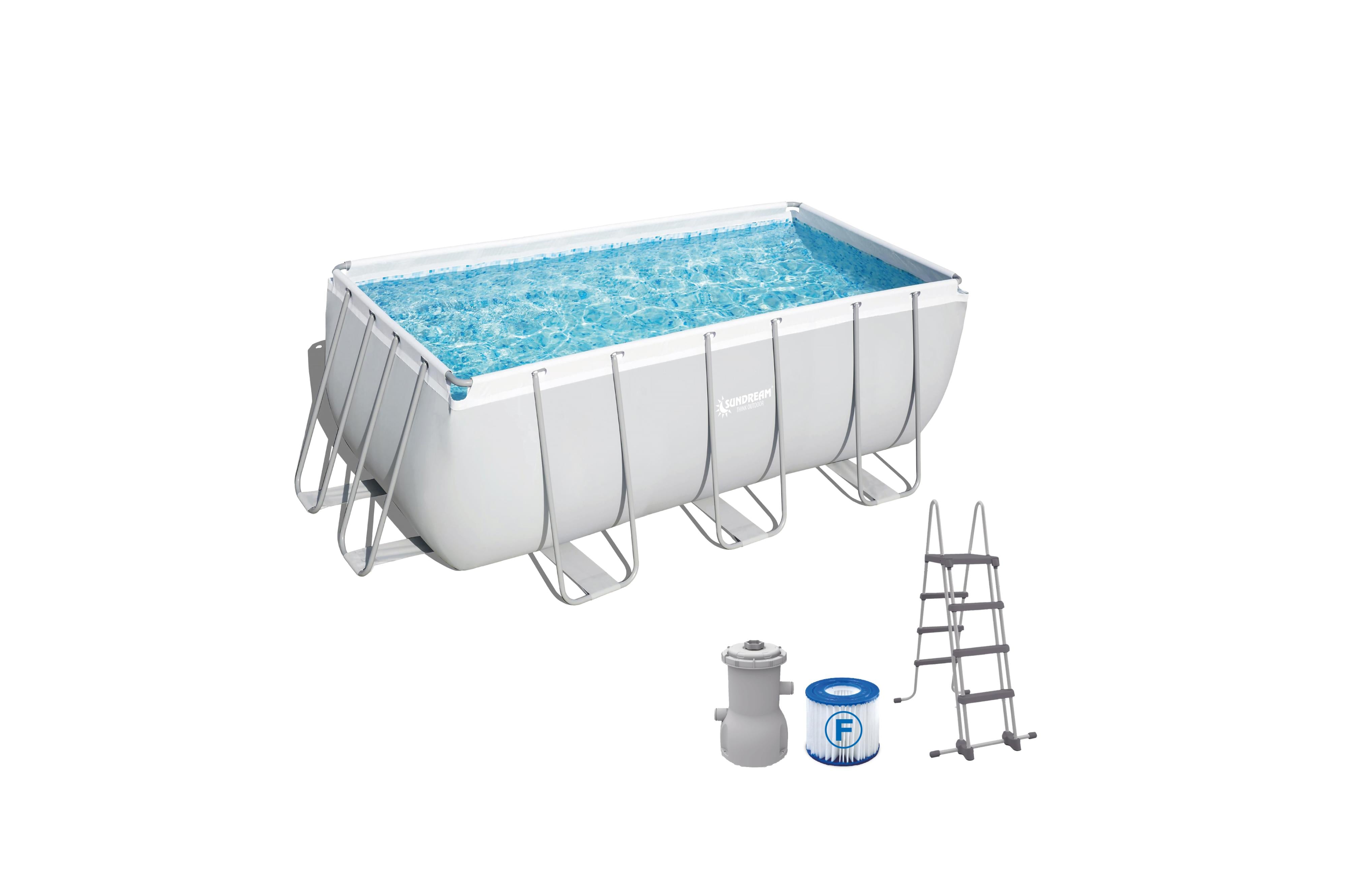 Stahlrohrbecken mit Pumpe und Leiter 400x200x99 cm