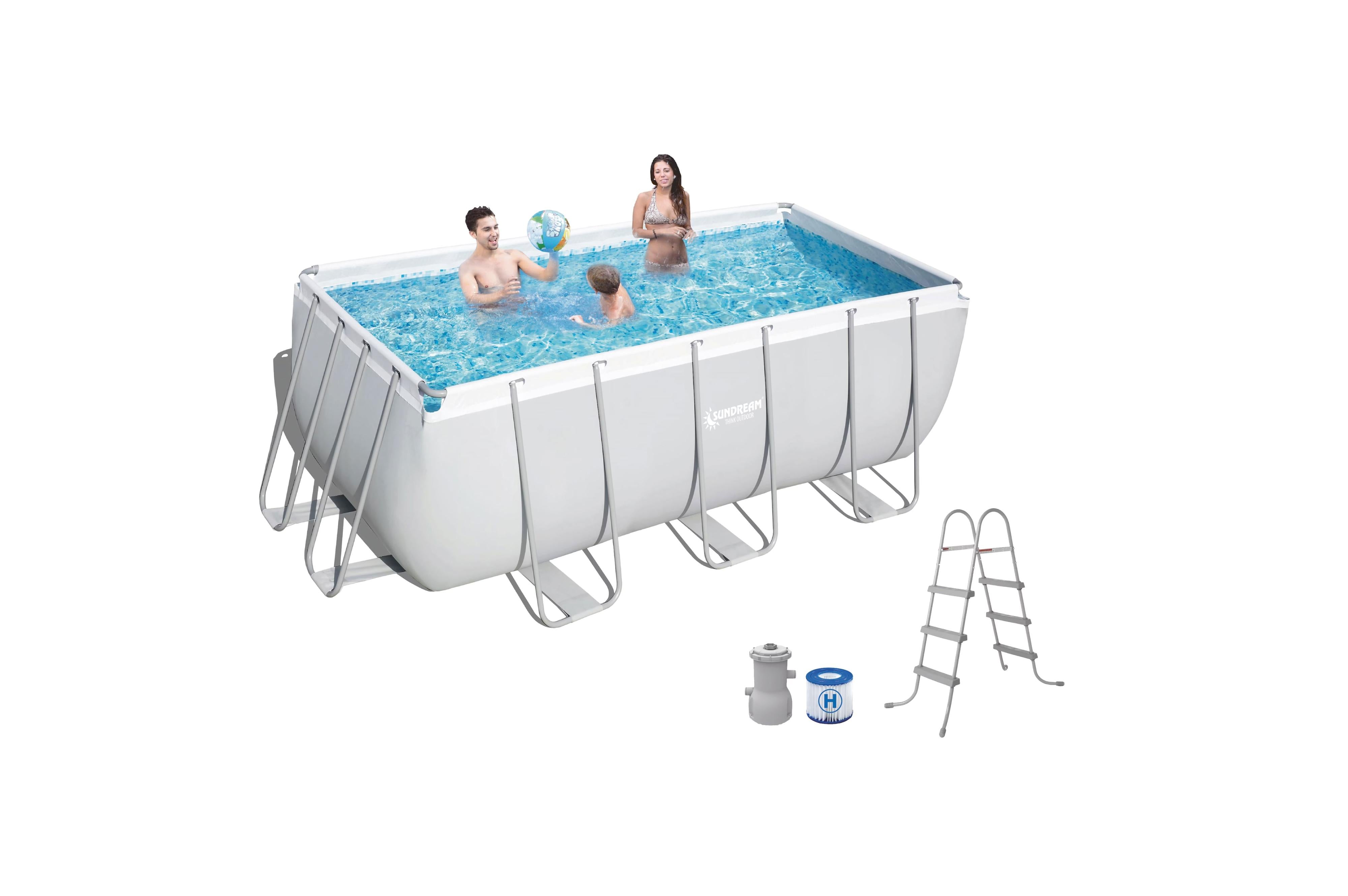 Stahlrohrbecken mit Pumpe und Leiter300x200x99 cm