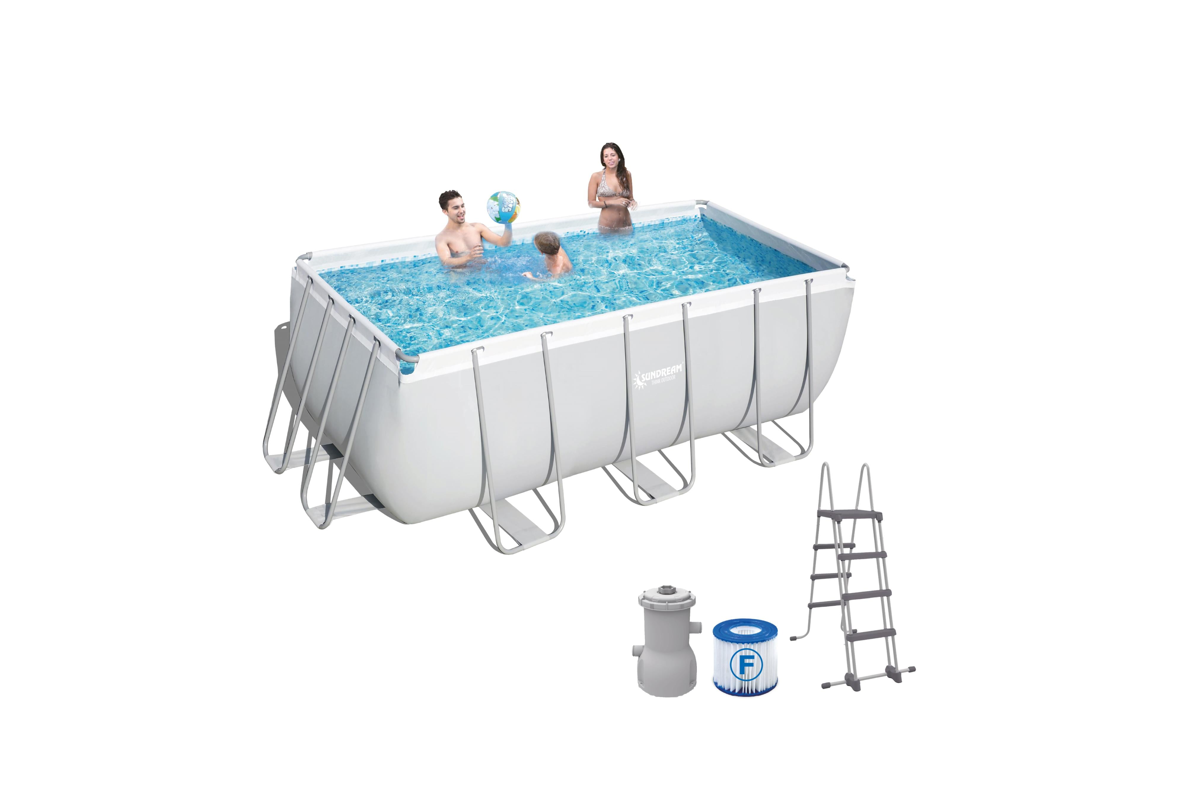 Stahlrohrbecken mit Pumpe und Leiter 400x200x99 cm