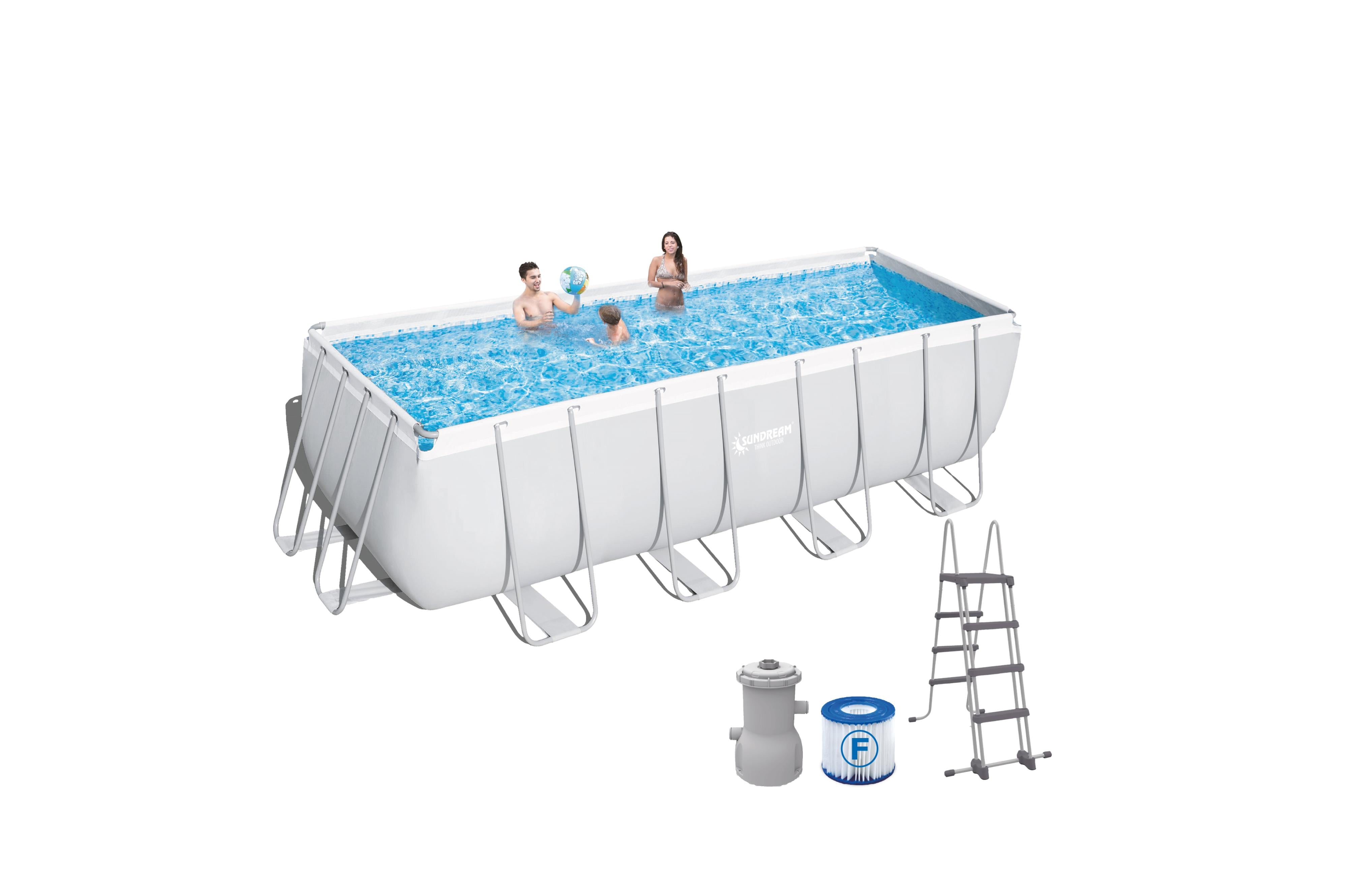 Stahlrohrbecken mit Pumpe und Leiter 450x220x122 cm