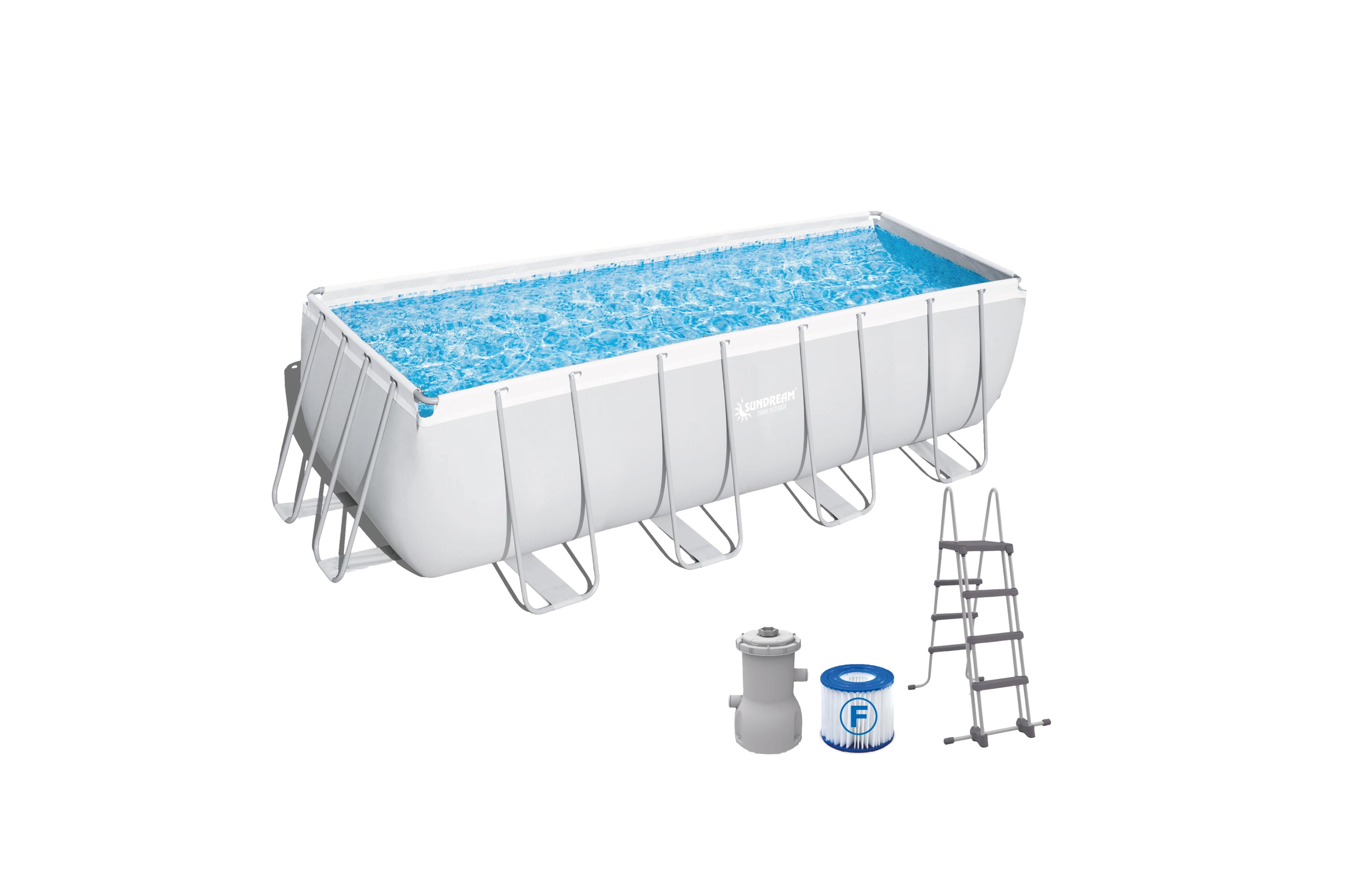 Stahlrohrbecken mit Pumpe und Leiter 450x220x122 cm